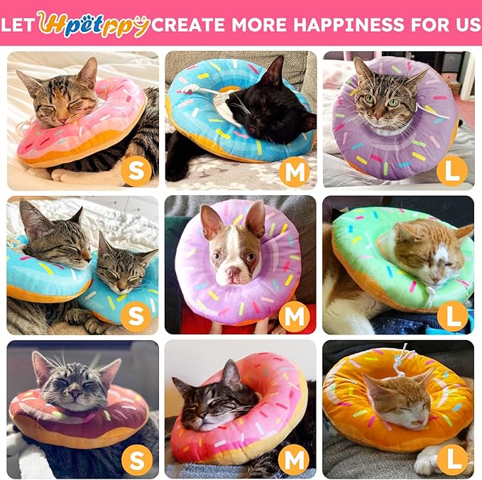 Cat Cone Collar Soft, Cat Recovery Collar for Wound Healing Cute Donut Adjustable Kitten Cones to Stop Licking Comfortable Lightweight Neck Elizabethan Collars for Cats Kittens After Surgery-PawvioPets