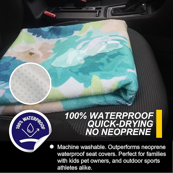 Back Seat Cover for Car Trucks Van SUV,Waterproof Rear Bench Towel Seat Covers for Dogs and Kids,Automotive Backseat Protector (Chrysanthemum)-PawvioPets