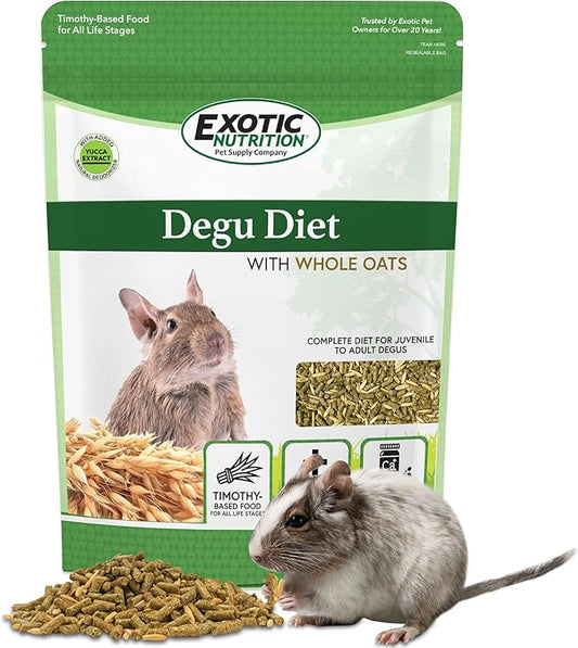 Exotic Nutrition Degu Diet (2.5lb) - Nutritionally Complete Healthy Pellet Diet with Whole Oats - for Domesticated Pet Degus-PawvioPets