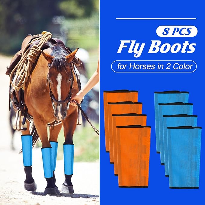 8 Pcs Mesh Fly Boots for Horse Breathable Mesh Horse Boots Protective Horse Leg Wraps Horse Leggings for Preventing Flies and Mosquitoes Bites (Light Pink, Dark Pink)-PawvioPets