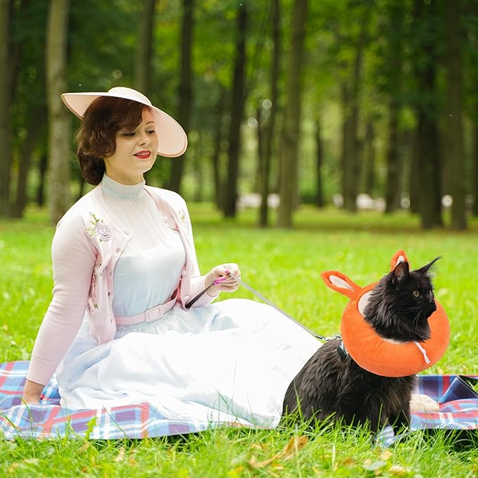 Adjustable Cat Collar Soft to Stop Licking After Surgery for Kitten, Alternative to Cone of Shame, Donut Cone for Cats, Pet Elizabethan Collar (Rabbit, Small)-PawvioPets