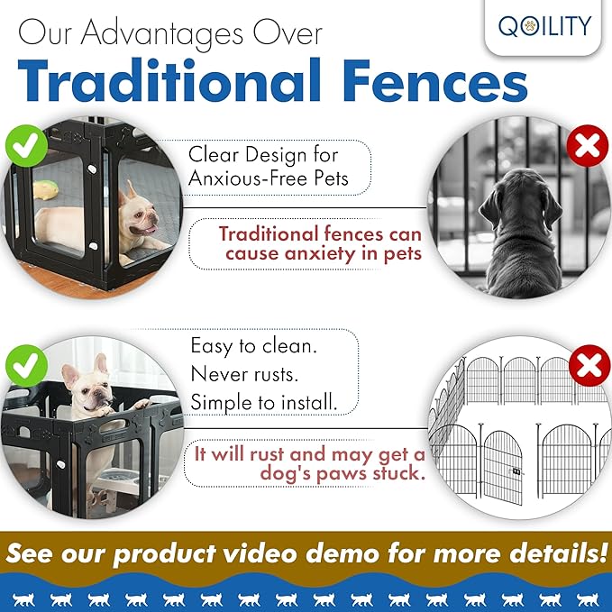 Clear Playpen for Dogs Indoor, Effectively Relieves Indoor Pet Anxiety, 56" x 37" x 23.6"H, Suitable for Dogs and Puppies, Black-PawvioPets