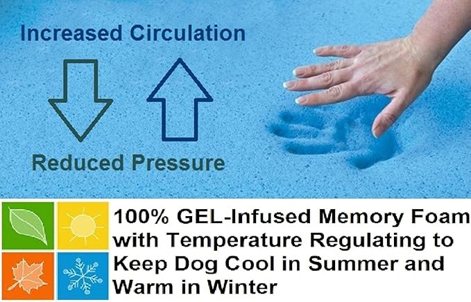 Dogbed4less Jumbo Orthopedic Memory Foam Dog Bed for Large Dogs with Durable Denim Cover, Waterproof Liner and Extra Pet Bed Case, 55X47X4 Inches-PawvioPets