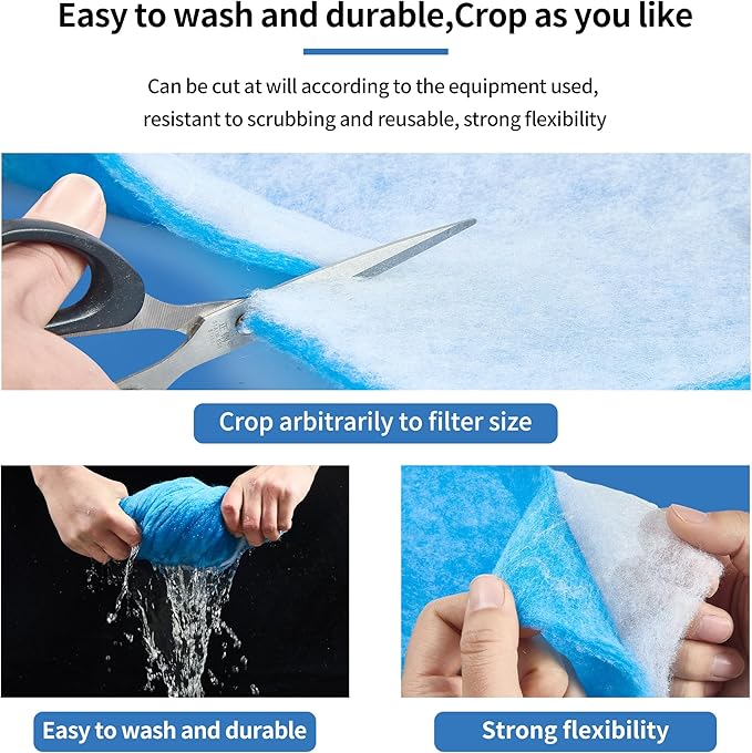 12" x 78" Aquarium Filter Sponge Fish Tank Pond Filter Media Filters Pad for Fish Tank,Filter Freshwater, Saltwater Aquariums, Reusable Fish Pond Filter Material, 0.78" Thick,Blue-PawvioPets