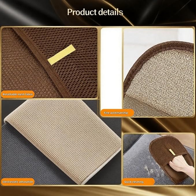 2Pcs Pet Hair Removal Gloves for Dogs and Cats, 2025 Upgraded Electrostatic Magic Hair Remover Glove,Reusable for Couch, Car Seat, Clothing, Carpet, Furniture & Bed Sheets(Brown)-PawvioPets