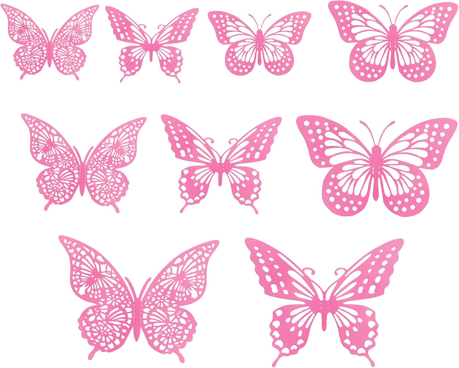 Gyufise Rose Butterfly Cupcake Toppers Hollow Art 3D Butterfly Cupcake Decorations Baby Shower Wedding Anniversary Kids Birthday Party Cake Wall Decorations Supplies 36Pcs