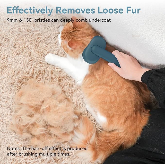 Aumuca Dog Brush for Shedding, Self Cleaning Cat Grooming Brush with Release Button, Cat Hair Brush to Remove Loose Fur, Tangles & Dirt, Great for Long and Short Haired Cats, Green-PawvioPets