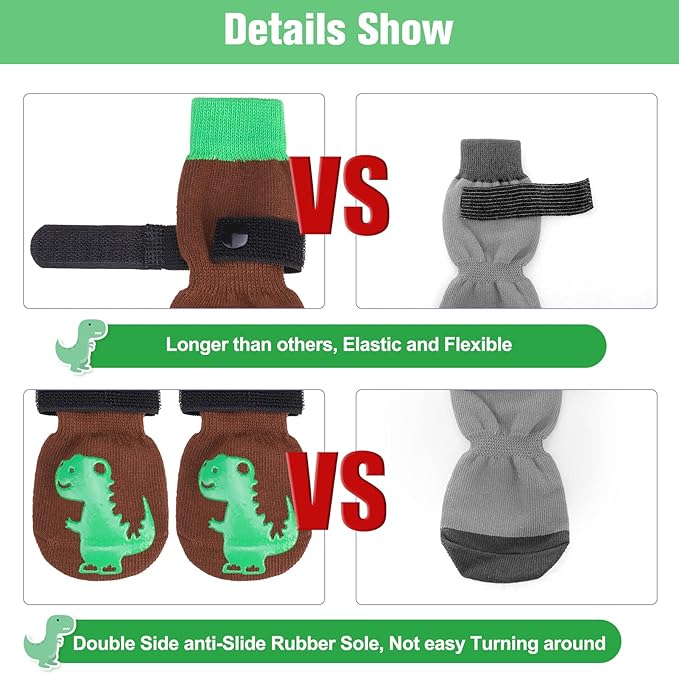 BEAUTYZOO Anti-Slip Dog Socks,Dog Shoes for Hot/Cold Pavement,Paw Protectors with Grips 3 Pairs for Puppy Small Medium Large Senior Old Dogs,Dog Socks to Prevent Licking and Hardwood Floor Protection-PawvioPets