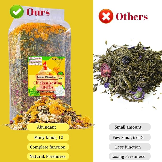 21 oz Chicken Nesting Herbs Flowers - 1.3lb Poultry Blend Herbs 12 Premium Nesting Box Herbs for Chicken Coop Refresher Boost Egg Laying Hens Herb Supplement for Backyard-PawvioPets
