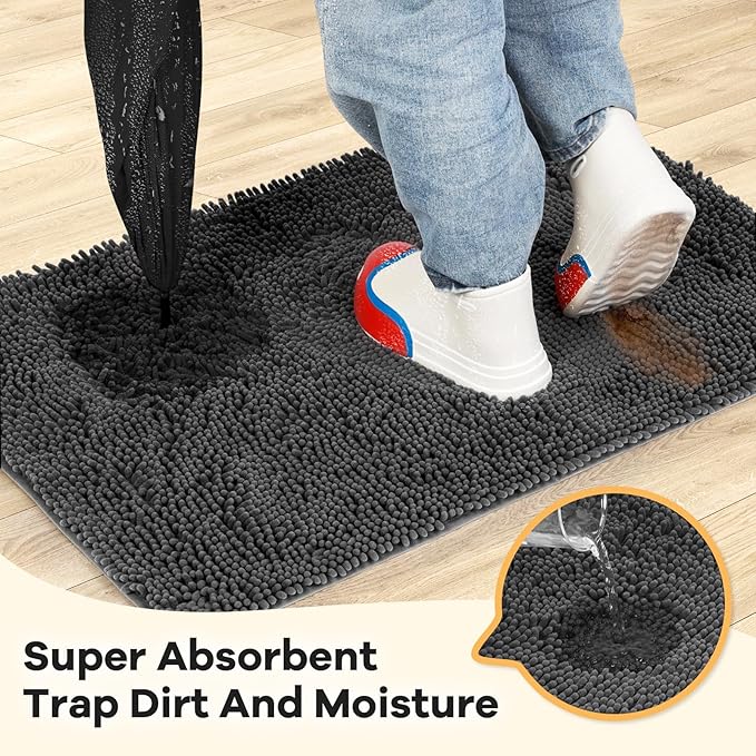 Absorbent Dog Door Mat for Muddy Paws, 72" x 24" Chenille Indoor Mats for Entryway, Trap Dirt Front Door Mat Indoor Entrance Washable Non Slip Soft-PawvioPets