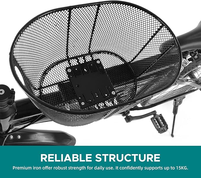 Dog Bike Basket Mountain Bike Shopping Basket Portable Cat and Dog Carrier for Bike Front Crossbar with Sponge Liner ty Strap (Black)-PawvioPets