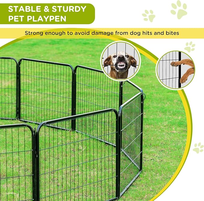 BestPet | Dog Playpen Extender | 24 Inch, 4 Panels | Heavy Duty Metal Pet Exercise Pen | Indoor Outdoor Fence Panels | Rust-Resistant, Removable, Tool-Free Setup | Anti-Skid, Expandable Design-PawvioPets