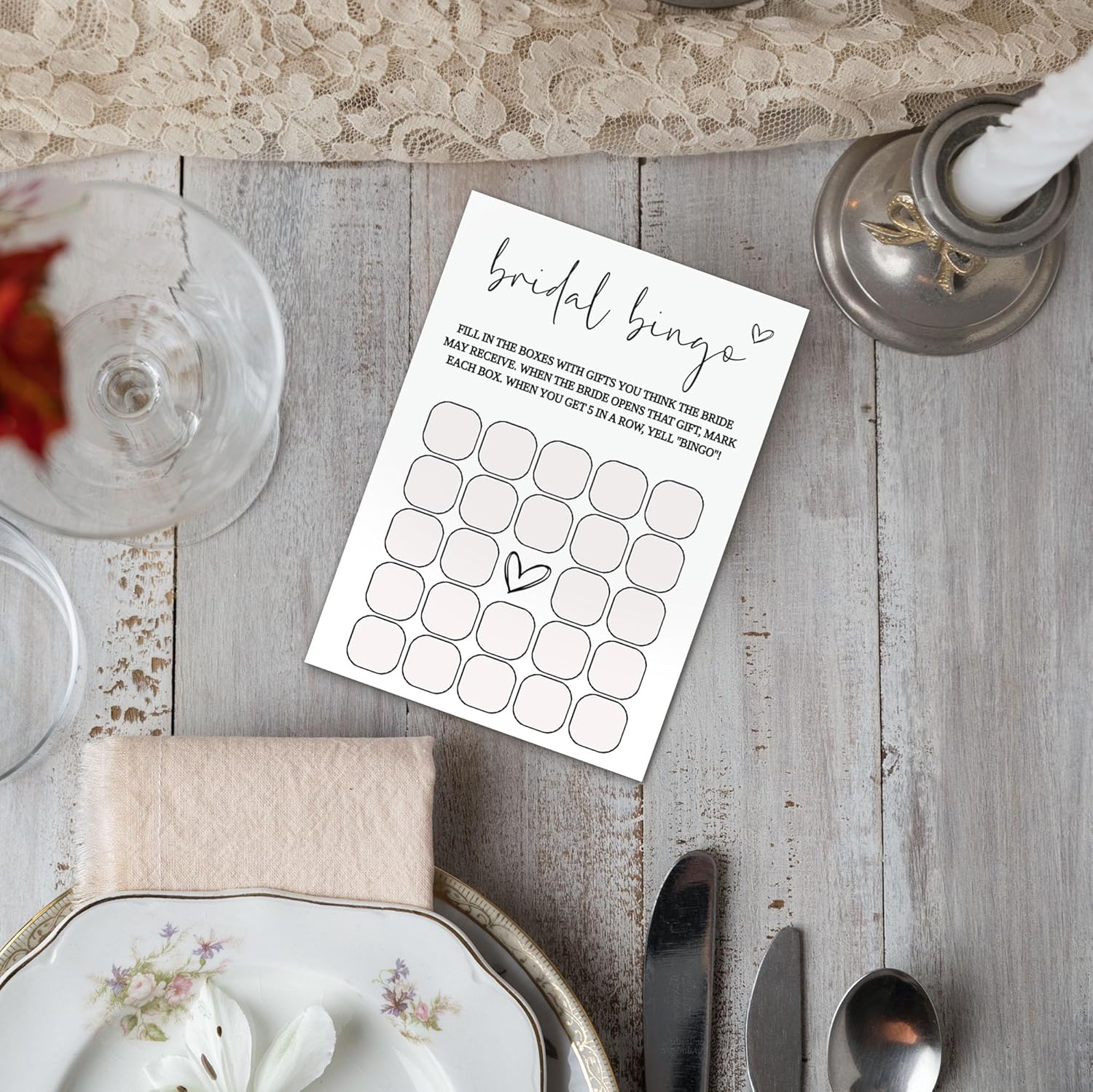 Bridal Shower Games, Bridal Bingo, 25Pcs Minimalist White Double-Sided Game Cards, Wedding Shower Games for Guests, Engagement Bachelorette Party Supplies - A27