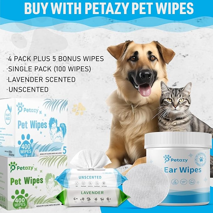 Dog Ear Wipes for Dog Yeast Wax Itch and Odor | Unscented Dog Ear Cleaner for Dogs | Natural Cleaning Puppy Ear Wipes | Soothing Ear Wipes for Pets Cat | Natural Ingredients | 125 XL Pcs-PawvioPets
