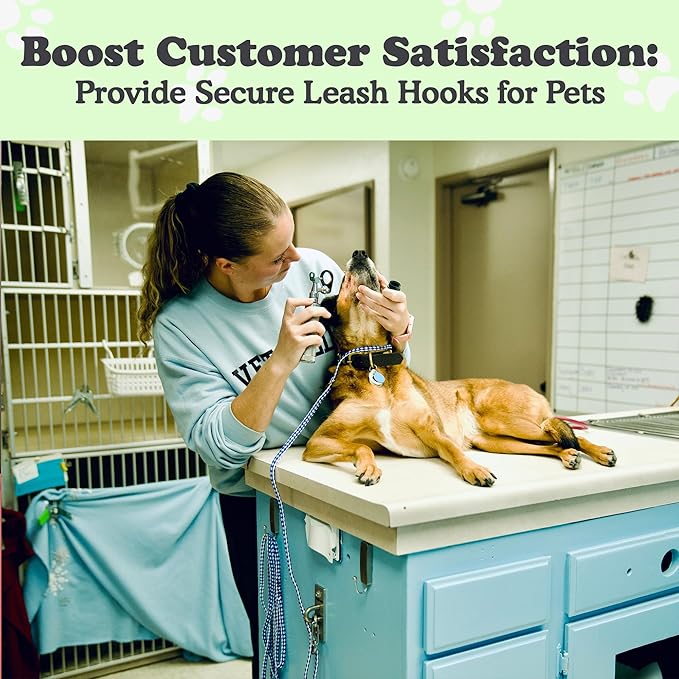 Canine Hitch- Secure Dog Leash Parking Wall Slim Hook with Clip 2 Pack - Tie Out Stainless Steel & ABS Mounting Plate for Strength - Practical Lead Management for Home & Business-PawvioPets