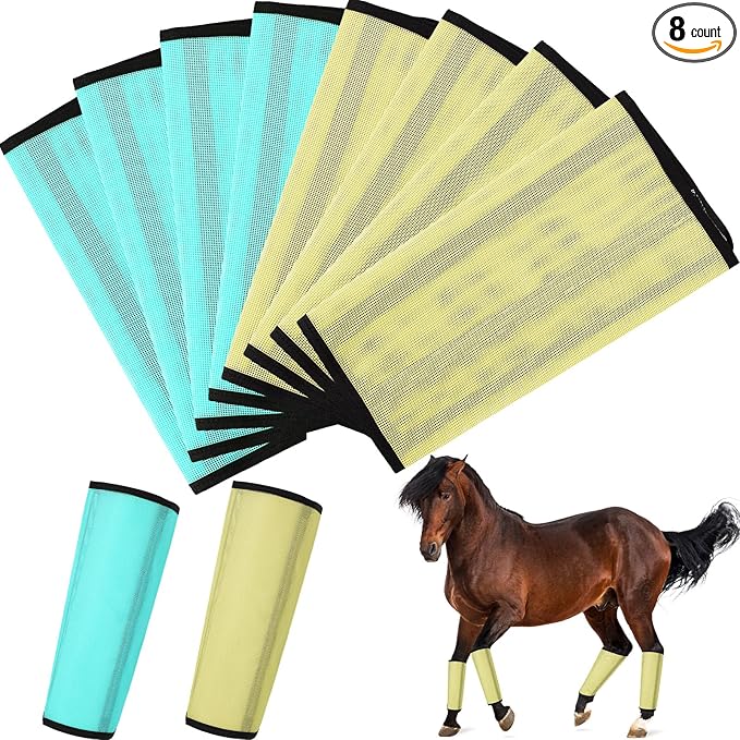 8 Pcs Mesh Fly Boots for Horse Breathable Mesh Horse Boots Protective Horse Leg Wraps Horse Leggings for Preventing Flies and Mosquitoes Bites (Light Pink, Dark Pink)-PawvioPets