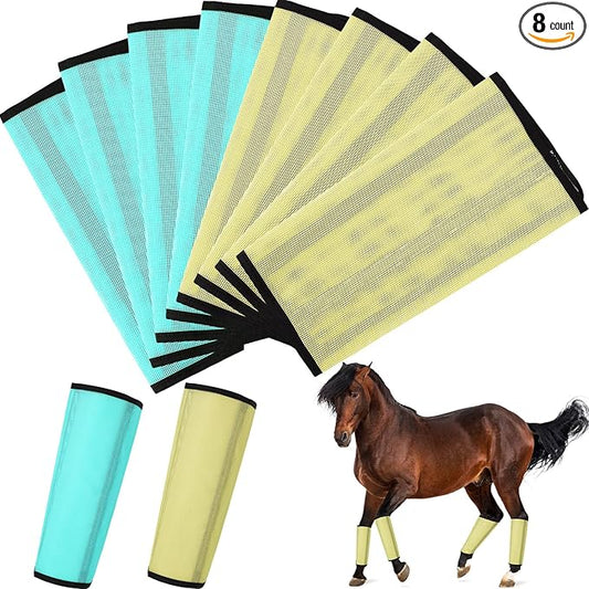 8 Pcs Mesh Fly Boots for Horse Breathable Mesh Horse Boots Protective Horse Leg Wraps Horse Leggings for Preventing Flies and Mosquitoes Bites (Light Pink, Dark Pink)-PawvioPets