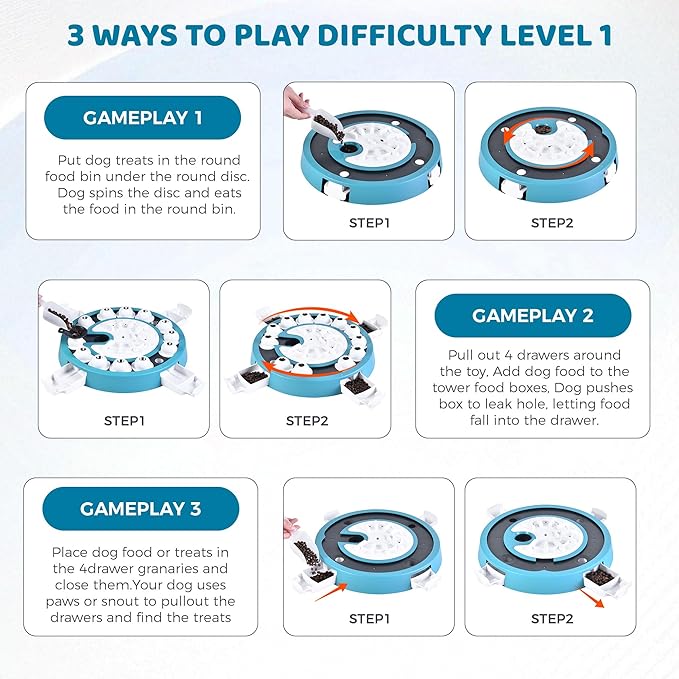 Dog Puzzle Toy Mental Stimulation - Level 3 in 1 Dogs Food Feeder Puzzle, Dog Treat Puzzle Feeder (Advanced-Mars Green Brainstorm)-PawvioPets