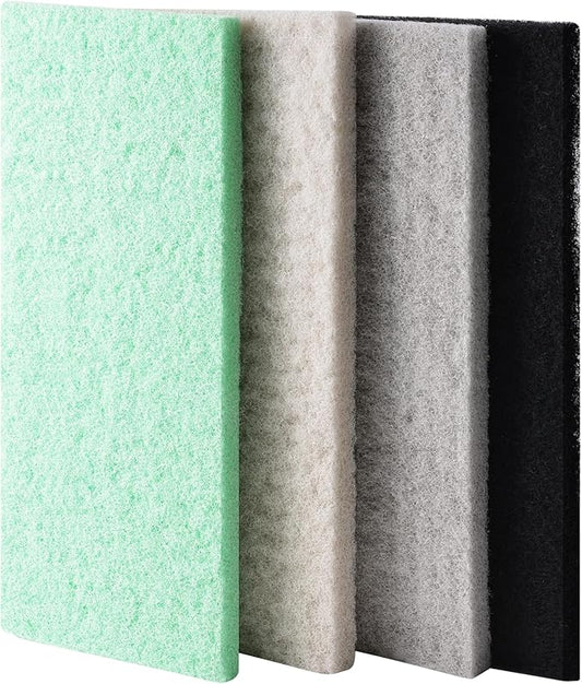 4 Pack Mixed Filter Pads 12.6" x 5" for Aquarium, Cut-to-Fit Fish Tank Filter Media with Ammonia&Carbon&Phosphate Reducer, Aquarium Filter Sponge, Compatible with Most Filters-PawvioPets