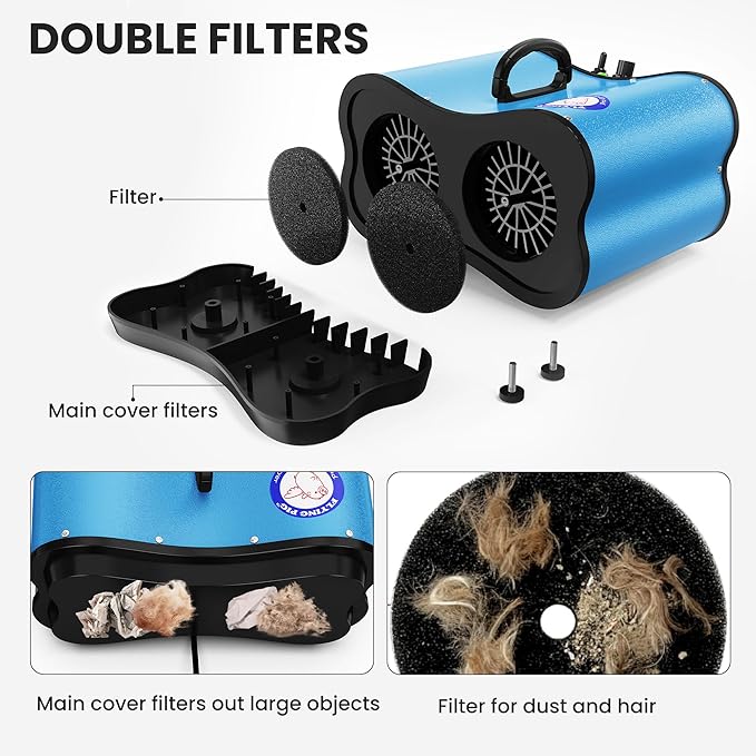 Flying Pig Double Motor High Performance Dog Pet Grooming Dryer (Teal Blue)-PawvioPets