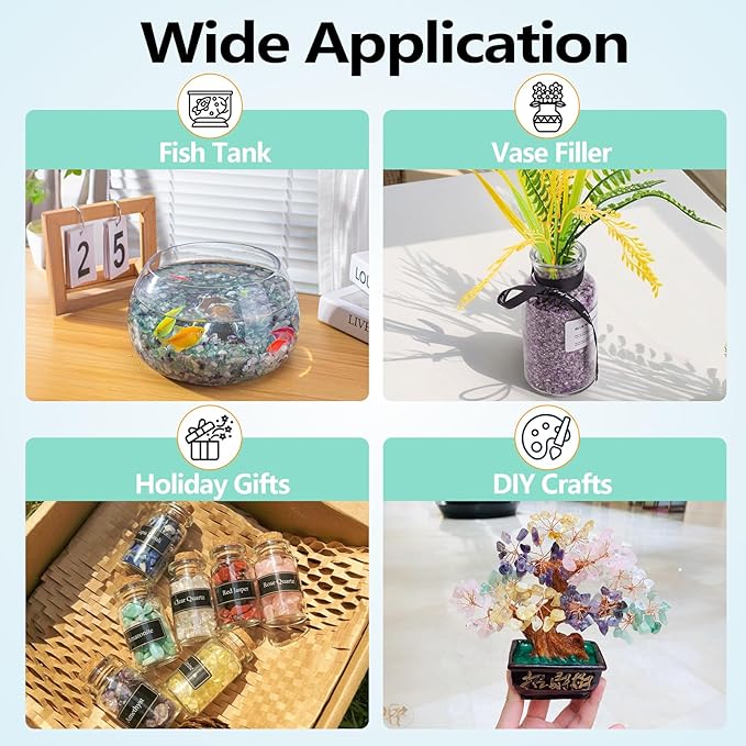 3 Lb Watermelon Tourmaline Quartz Crystal Chips Bulk, 5-7mm Natural Tumbled Crushed Stones Red Healing Crystal Chips Bulk Gemstones for Vase Fillers, Aquarium and Home Decoration-PawvioPets