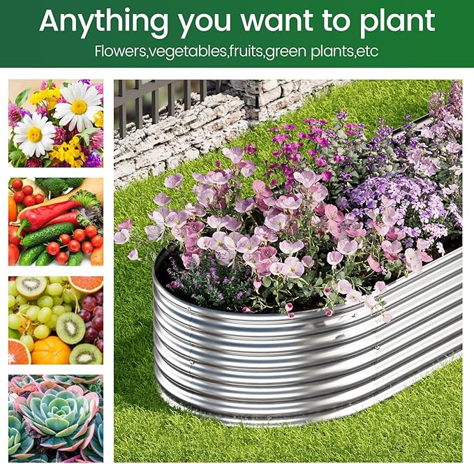 BTDVR 2PCS Galvanized Raised Garden Bed Outdoor, Metal Raised Beds for Vegetables, Above Ground Garden Box for Flower, Steel Garden Bed for Gardening - 65x20 inch-PawvioPets