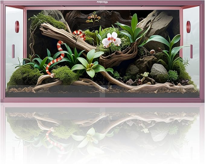 120 Gallon Reptile Terrarium, 48" x 24" x 24" Reptile Enclosure with Sliding Door Top Screen Ventilation,Blue Tongue Skink Tank for Easy Maintenance-PawvioPets