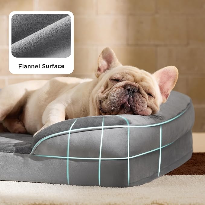 Bedsure Orthopedic Dog Bed Medium Size Dogs - Washable Medium Dog Cat Bed Waterproof, Comfort Pet Couch Sofa with Washable Removable Cover, Pets Bed with Nonskid Bottom, Grey, 28"-PawvioPets