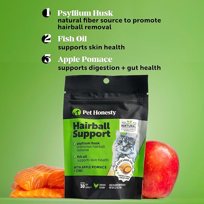 Cat Hairball Support Crunchy & Creamy Chews, Hairball Remedy Treats, Cat Furball Treatment, Supports Skin & Coat, Vitamins for Digestion, Chicken (30-Day Supply)-PawvioPets