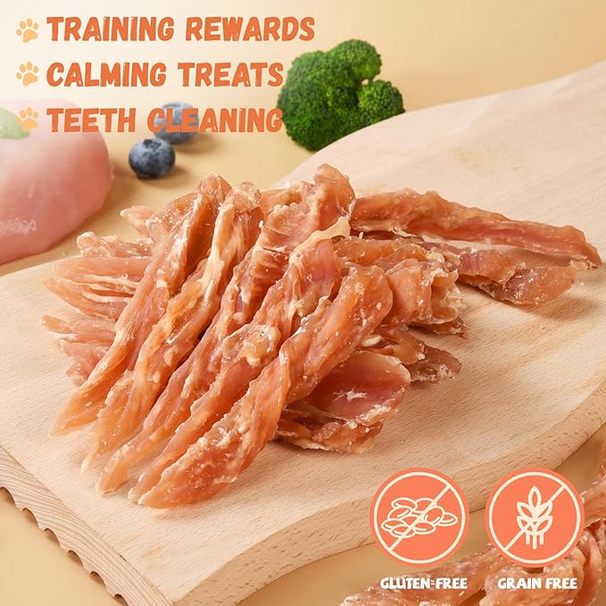 Dog Treats Chicken Jerky Strips for Dogs, Natural Healthy Dog Jekry with Taurine, Real Chicken Twists High Protain Low Fat, Training Rewards Treats for Small Medium Large Dogs 10.6 oz-PawvioPets