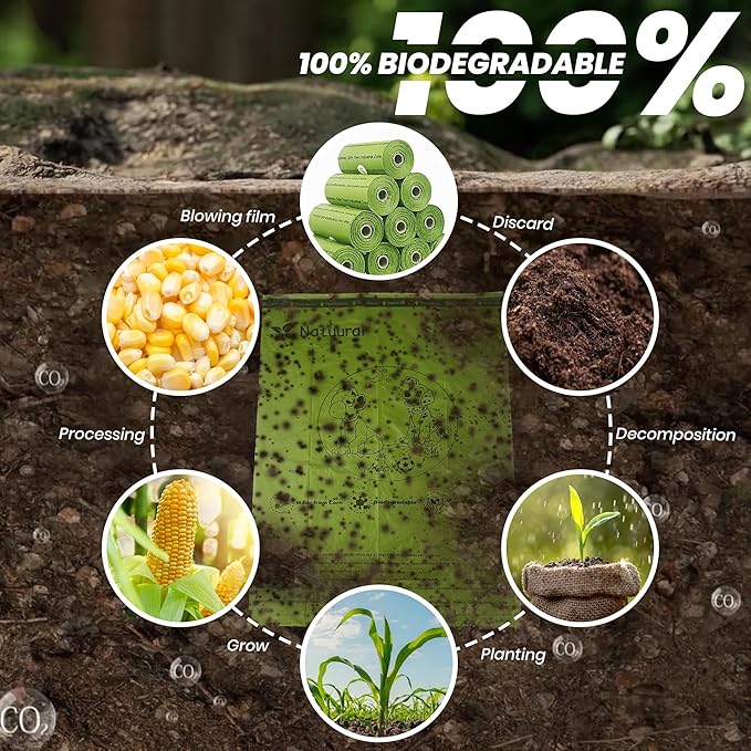 Dog Poop Bags Rolls-600 Counts, 40Rolls, Biodegradable Poop Bags Made of Cornstarch, 100% Leak Proof and Easy to Open (Green)-PawvioPets