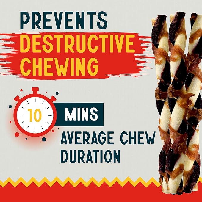 Canine Chews 5" Triple Flavor Rawhide Stick Twists for Small Dogs Dog Treat Dental Stick Chicken, Pork, Beef Flavor Chew Toy (100 Pack)-PawvioPets