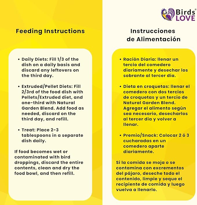 Birds LOVE All Natural Garden Blend Bird Food for Small Birds - Lovebirds, Cockatiels, Parakeets and Parrotlets 4lb-PawvioPets