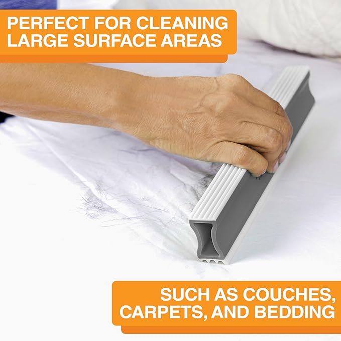 FurDozer X3 MEGA Pet Hair Remover & Auto Detailing Tool - Cat & Dog Hair Remover for Carpet, Car Interior, Couch, Bedding, & Furniture - Reusable Pet Hair Removal Tool for Dog Fur & Lint, 10", Grey-PawvioPets