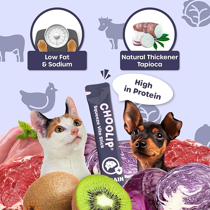 Grab & Go Squeeze Vita Stick Lickable Treats for Dogs & Cats. 49 Brain Support Sticks with Essential multivitamins. Soft and Tasty Paste for All Life Stages, Supporting Brain Health-PawvioPets