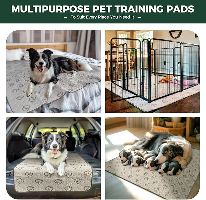 FXW Washable Pee Pads for Dogs, Puppy Pads with Super Absorbent, Specifically Designed for Whelping Box, 47" Round, Khaki, 2 Packs-PawvioPets