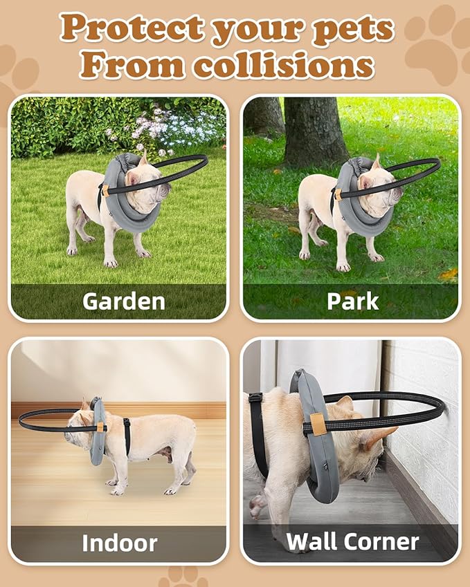 Blind Dog Harness, Lightweight Collar for Dogs&Cats, Adjustable Blind Dog Collar Harness, Pet Anti-Collision Ring for Blind, Eye Injury, Vision Impairment Pets for Protective & Build Confidence XXL-PawvioPets