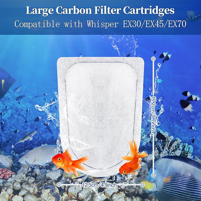10 Pack EX Filter Cartridges Aquariums, Compatible with Whisper EX30/EX45/EX70 Filters,Large Carbon Filter Cartridges-PawvioPets