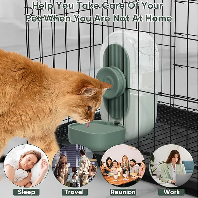 28oz Hanging Automatic Water Dispenser，Rabbit Water Bottle,Bunny Guinea Pig Ferret Water Bowl for Cage,Suitable for Small Animal Puppies(Cage Grid Spacing Over 1.2'') (Green)-PawvioPets