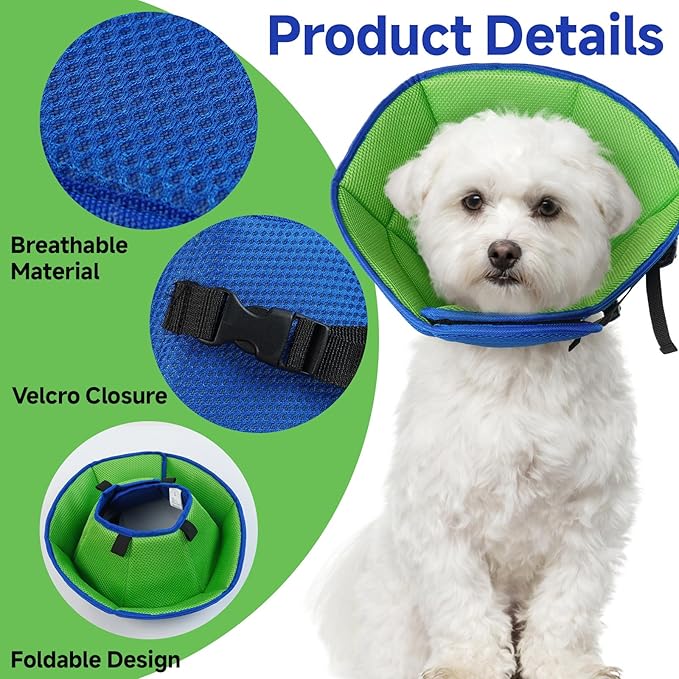 Dog Cone Collar XL, Soft Cones for Large Medium Small Dogs,Adjustable Dog Cone Alternative to Stop Licking, Comfy Elizabethan Collar for After Surgery Wound Healing & Hot Spots Blue-PawvioPets