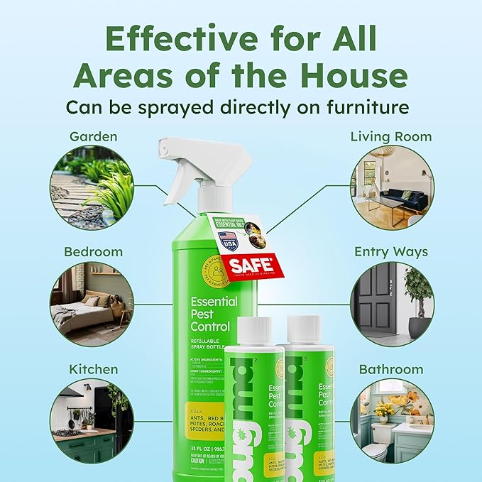 BugMD Ant Killer & Bug Spray - Roach and Cockroach Killer Indoor, Spider Spray for Home, Fly and Insect Defense, Natural, Safe with Essential Oils, Plant-Powered, Pest Control - Starter Kit-PawvioPets