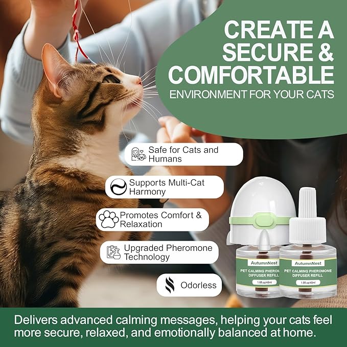 6-in-1 Cat Calming Pheromone Diffuser Kit, Cat Calming Diffuser for Anxiety Relief, Aggression, Scratching, Urine Marking, Fighting, Meowing, Hiding, Safe for All Cats, 120 Days Support-PawvioPets