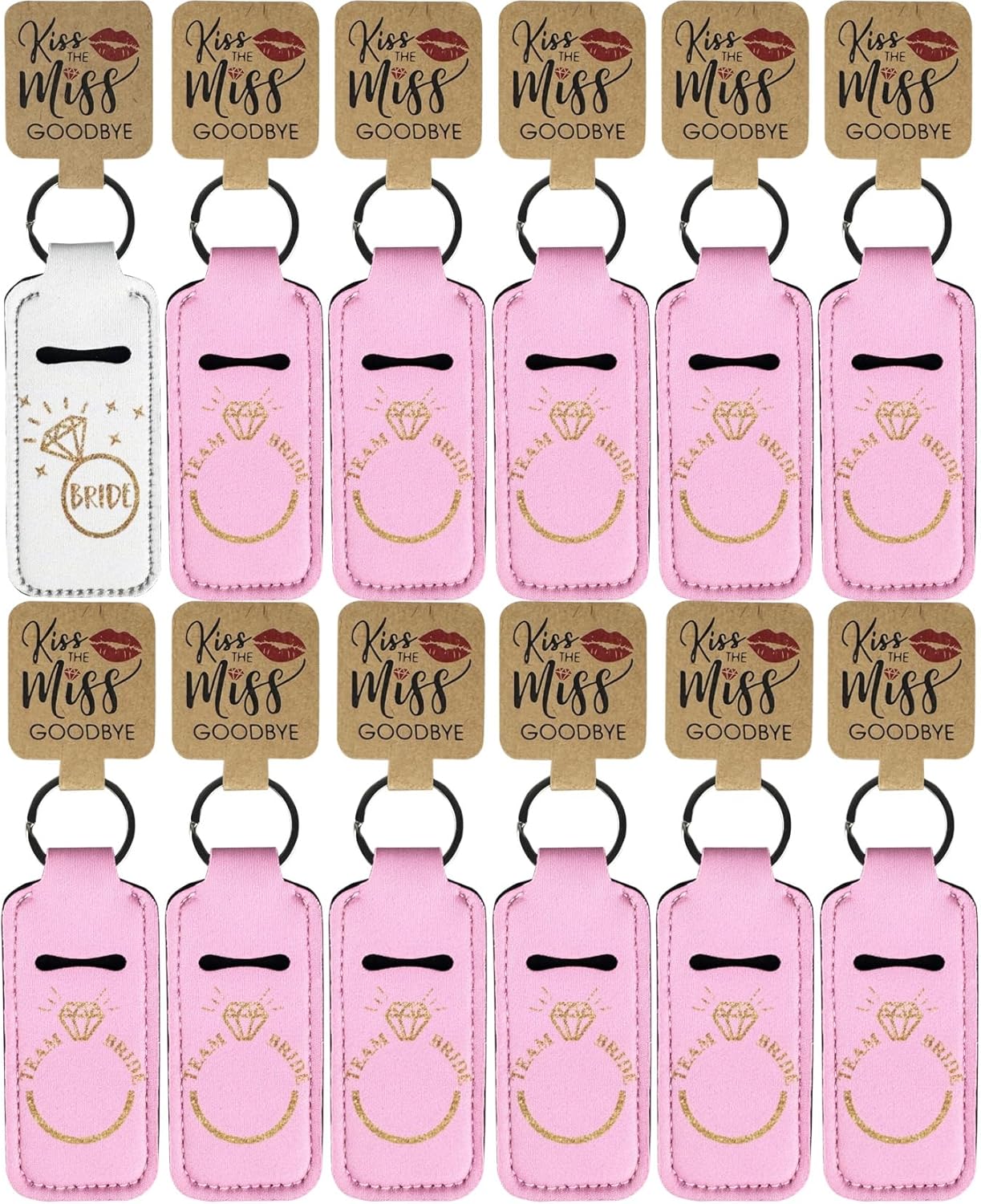 KIDZVEFUN Bridesmaid Proposal Gifts, 12Pcs Chapstick Holder for Bachelorette Party Favors Wedding Bridal Shower Cute Gifts for Women Lip Balm Holder (1 Bride+11Pcs Pink)