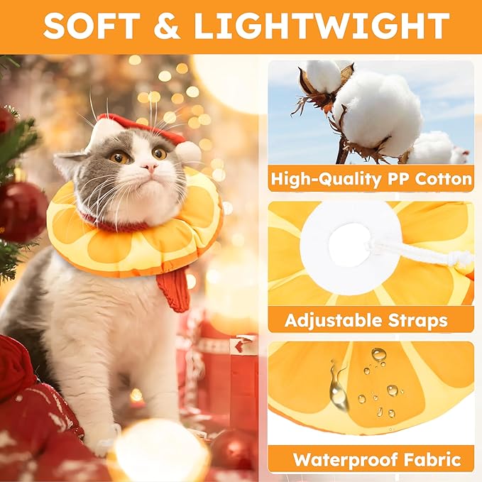 Cat Cone Collar Soft, Waterproof Cat Recovery Collar for Wound Healing Cute Donut Adjustable Kitten Cones to Stop Licking Comfortable NEC Elizabethan Collars for Cats Kittens After Surgery-PawvioPets