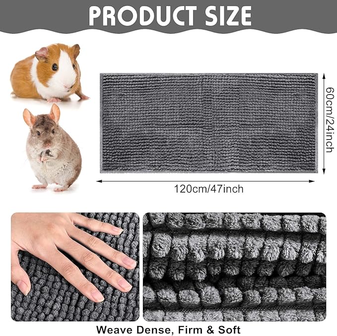 Amylove 4 Pcs Guinea Pig Cage Liner Guinea Pig Bedding Washable Fleece Pee Pads Reusable Small Animals Training Mat Small Animal Sleeping Bed for Bunny Hamster(Dark Gray,47 x 24 Inch)-PawvioPets