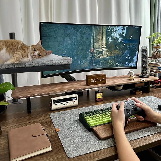 Cat Desk Bed - Perfect Cat Hammock for Your Desk Perch Adjustable Steel Frame Soft Fabric Removable Washable 16 inch Unique and Modern cat Furniture-PawvioPets