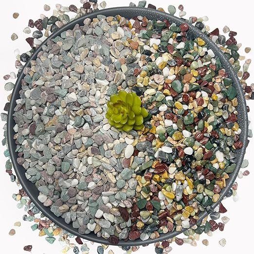45LB Succulents Rocks for Plants Cactus Gravel Pebbles for Fish Tank 1/2 Inch Natural River Rocks for Vase, Aquarium, Landscaping,Bonsai,Terrarium Pebbles, Mixed Color-PawvioPets
