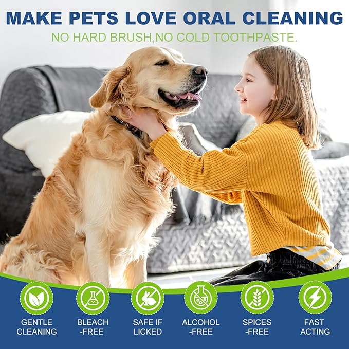 Dog Dental Care Finger Wipes, 60 PCS Teeth Cleaning Wipes for Dogs & Cats, Tooth Brushing Kit Dental Wipes Reduces Plaque & Freshens Breath, Disposable Gentle Cleaning & Gum Care Pet Wipe-PawvioPets