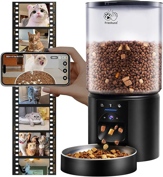 Automatic Cat Feeder with 2K HD Camera: 5G WiFi Automatic Dog Feeder with Sealed Outlet,Cat Food Dispenser with Freshness for Multiple Pets,Detachable for Easy Clean-21 Cup (5L Food Storage)-PawvioPets