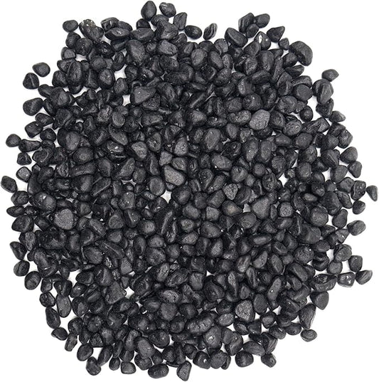 Black Pebbles for Crafts, 0.9 Pound Natural Polished Aquarium Gravel, Decorative Pebbles for Indoor Plants, Turtle Tank, Vase, Succulents Cactus, Garden Landscaping-PawvioPets